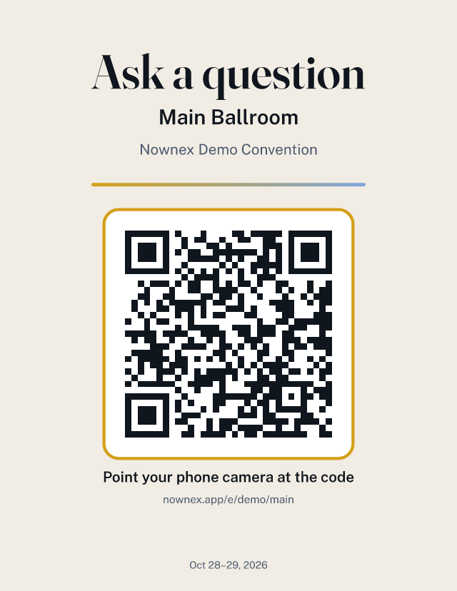 QR poster for the demo's Main Ballroom